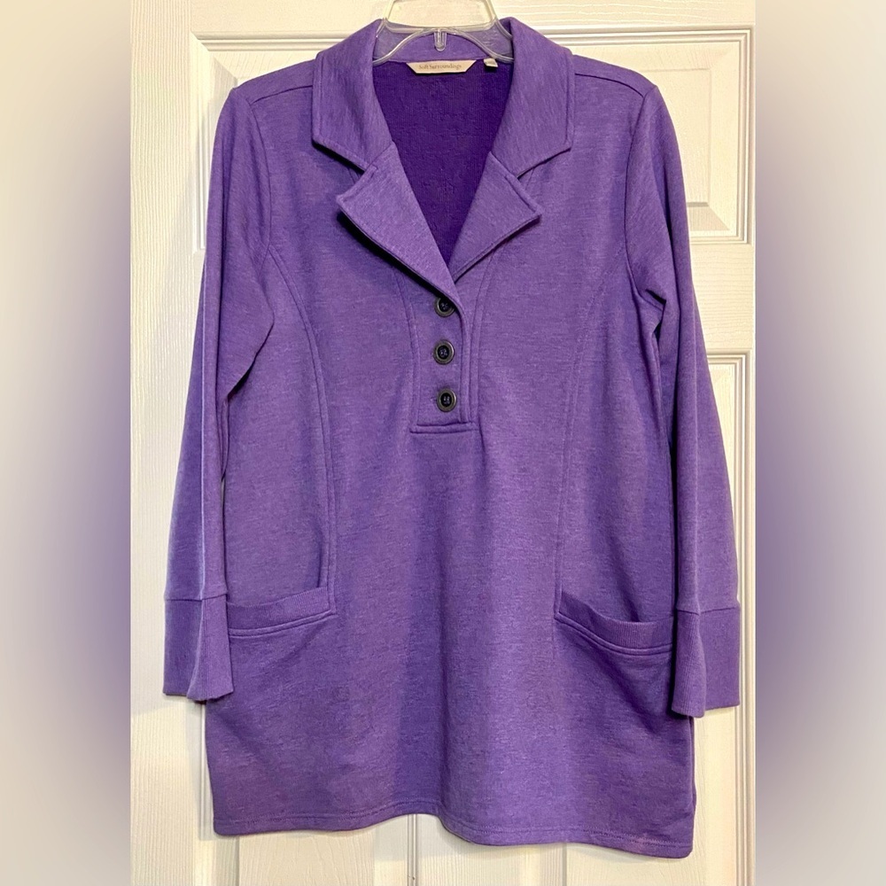 Soft Surroundings Top Size Small Tunic Pullover Sweatshirt Purple Super Soft